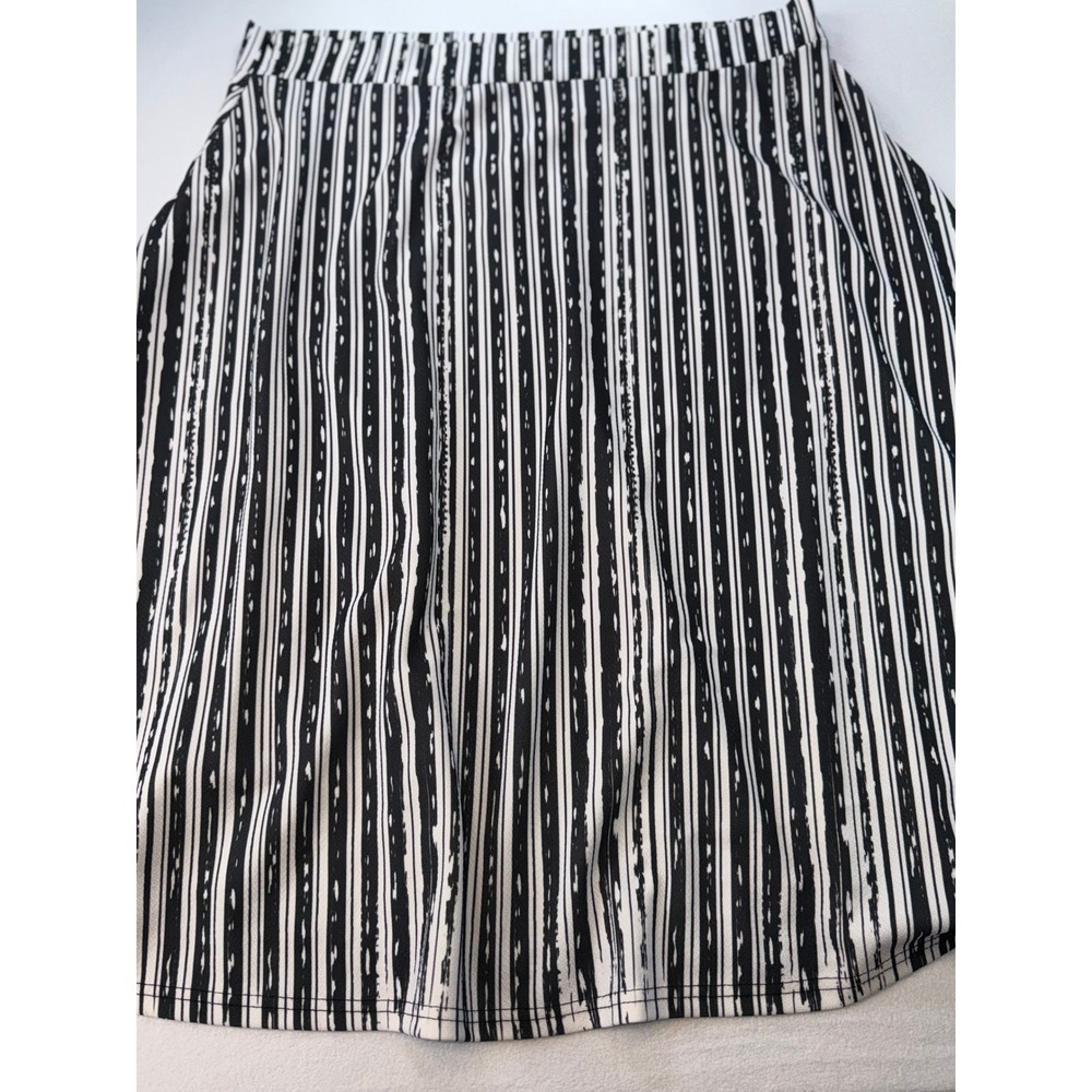 Lily by Firmiana Black White Striped A-Line Skirt Plus Size 3XL Stretch Zipper‎